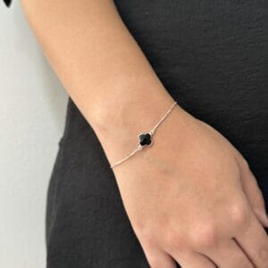 Pulseira Veneziana Trevo Preto 10 mm