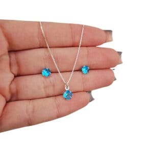 Conjunto Minimalista Zircônia Azul Claro