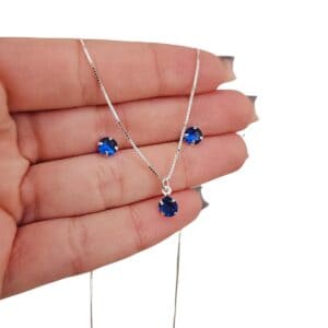 Conjunto Minimalista Zircônia Azul Escuro