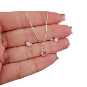 Conjunto Minimalista Zircônia Rosa Claro