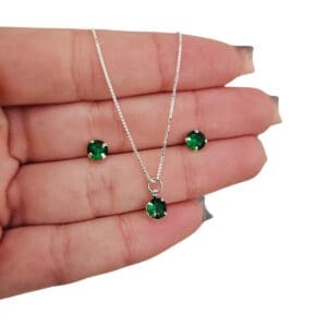 Conjunto Minimalista Zircônia Verde Esmeralda