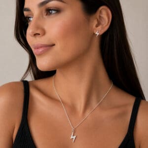 Conjunto Raio Cravejado em Prata 925 – Colar + Brincos