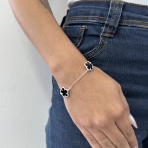 Pulseira Luxo 3 Trevos Importados Pretos