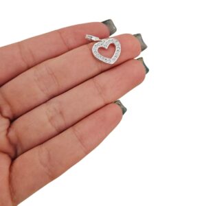 Berloque Coração Vazado Cravejado 13 mm