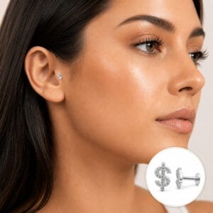Piercing Prata Tragus Cifrão Cravejado – Unissex
