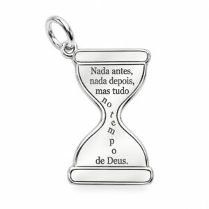 Pingente Ampulheta “No Tempo de Deus” em Prata 925 – 19 mm x 22 mm