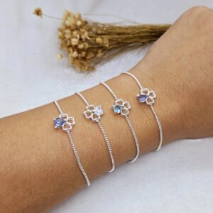 Pulseira Trevo Vazado com Zircônia Coração Color