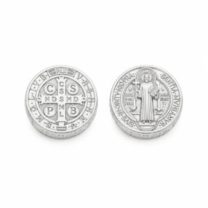Pingente Medalha São Bento Caixa Alta em Prata 925 – 11 mm