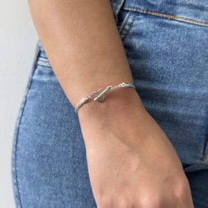 Pulseira Rabo de Rato com Pingente Coração Cravejado