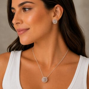 Conjunto Esfera Vazada em Prata 925 – Colar e Brincos