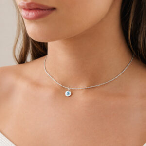 Choker Aro Torcidinho Pingente Olho Grego 8 mm em Prata 925