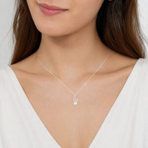 Colar Menina Cravejada em Prata 925 com Corrente Veneziana – 45 cm