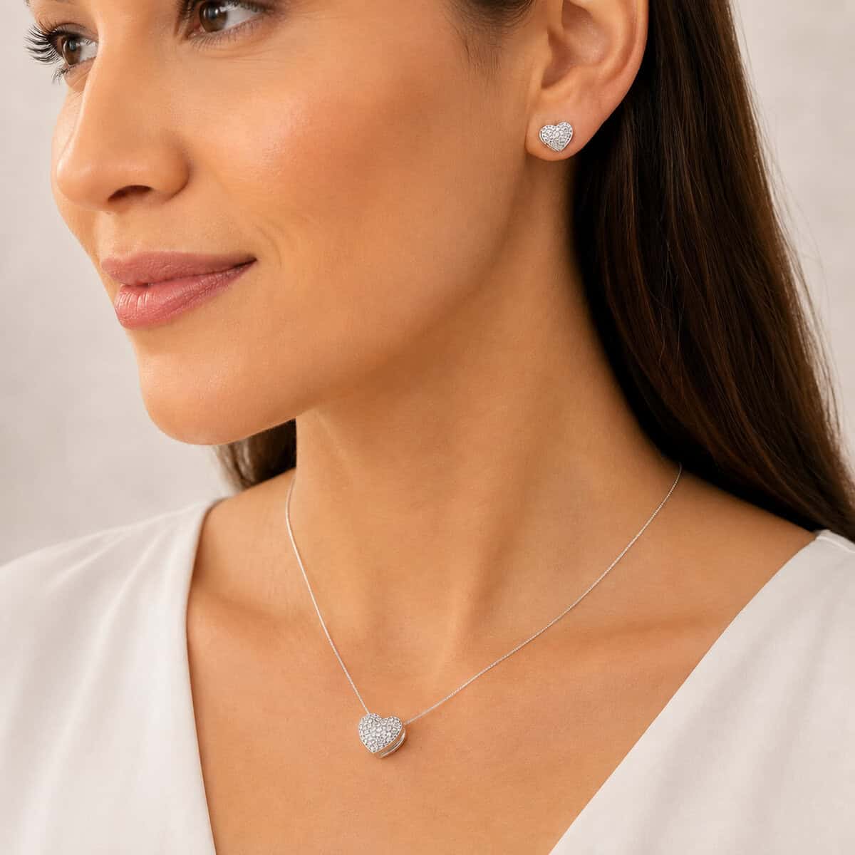 Conjunto Coração Cravejado em Prata 925 – Colar + Brincos (3)