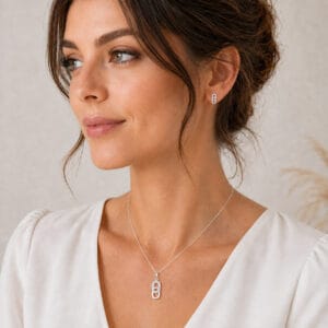 Conjunto Clip Cravejado em Prata 925 – Colar e Brincos