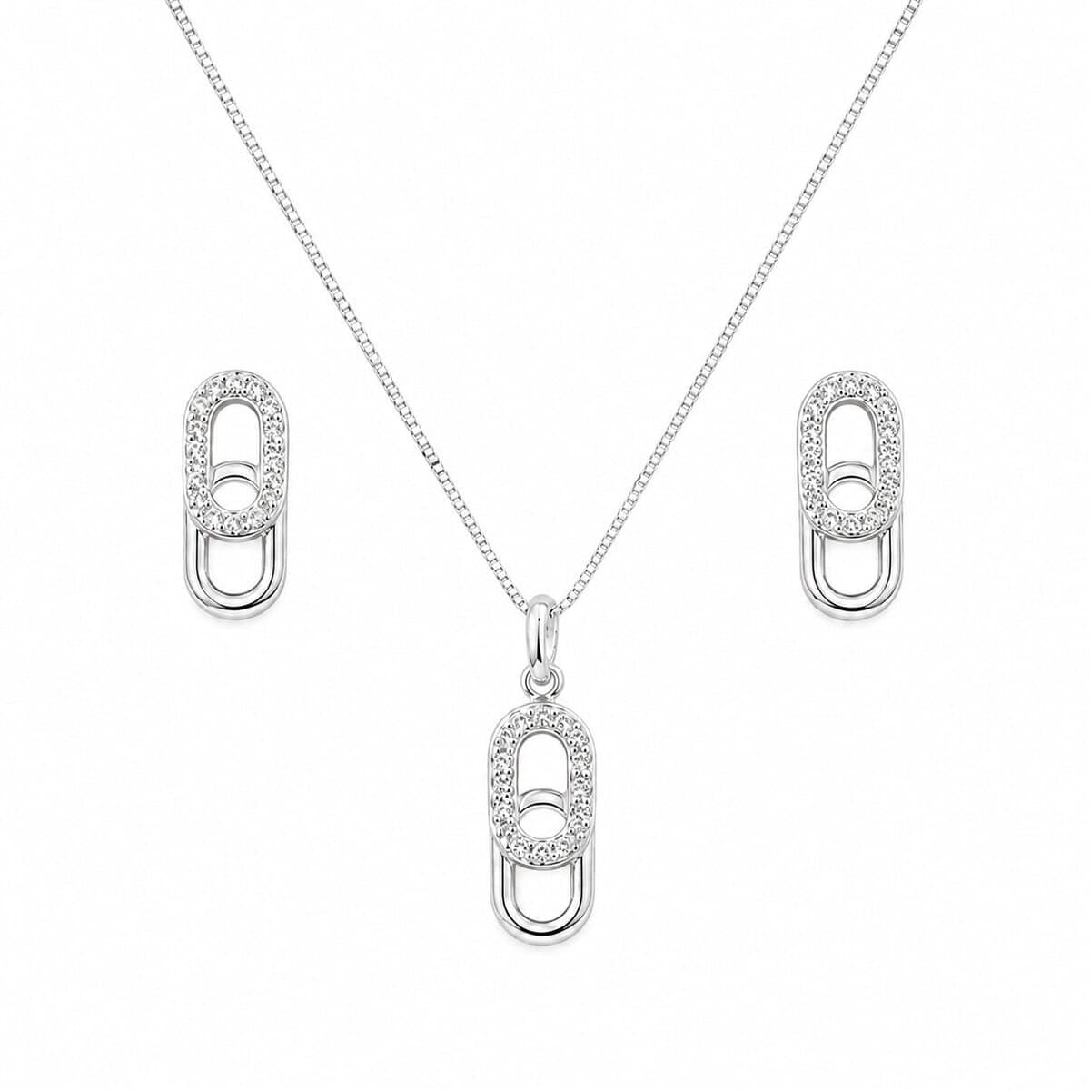 Conjunto Clip Cravejado em Prata 925 – Colar e Brincos (4)