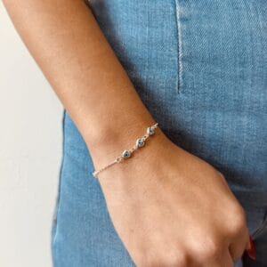 Pulseira 5 Corações em Olho Grego