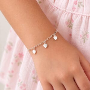 Pulseira Infantil com 3 Pingentes Lisos em Prata 925 – 14 cm