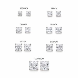 Semaninha de Brincos Quadrados em Prata 925 – 7 Pares