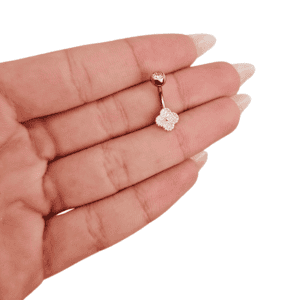 Piercing Umbigo Trevo Cravejado