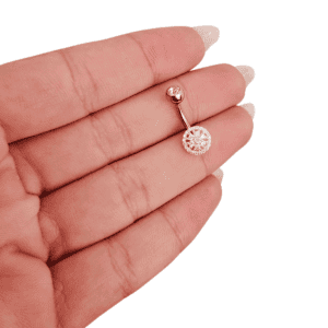 Piercing Umbigo Flor Mandala Cravejada