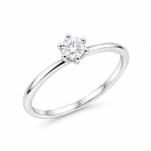 Anel Solitário com Zircônia Redonda 4 mm em Prata 925