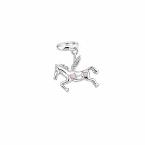Berloque Cavalo Alado com Corações em Prata 925 – 10 mm x 15 mm
