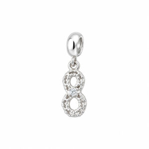 Berloque Infinito Trabalhado com Zircônia em Prata 925 – 5 mm x 13 mm