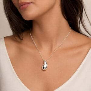 Colar Gota Lisa em Prata 925 com Corrente Veneziana – 45 cm
