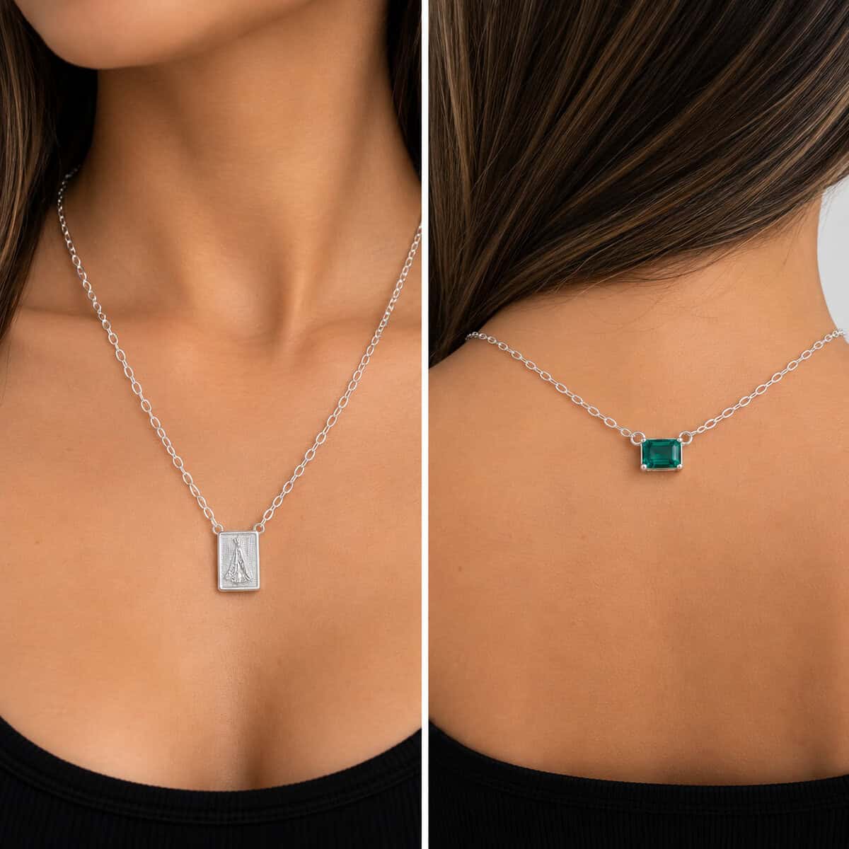 Escapulário Nossa Senhora Aparecida com Pedra Turmalina em Prata 925 – 65 cm (2)