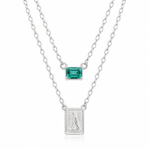 Escapulário Nossa Senhora Aparecida com Pedra Turmalina em Prata 925 – 65 cm