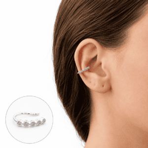Piercing Fake Prata 925 para Conch Bolinhas Detalhadas em Zircônias