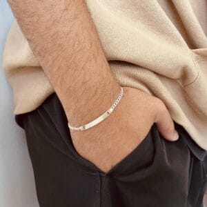 Pulseira Masculina Grumet com Placa Lisa