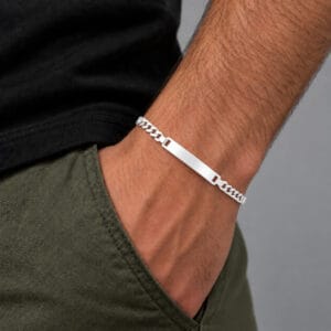 Pulseira Masculina com Placa em Prata 925 – Grumet 20 cm