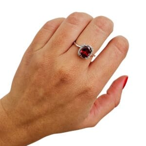Anel Cravejado Zircônia Rosa