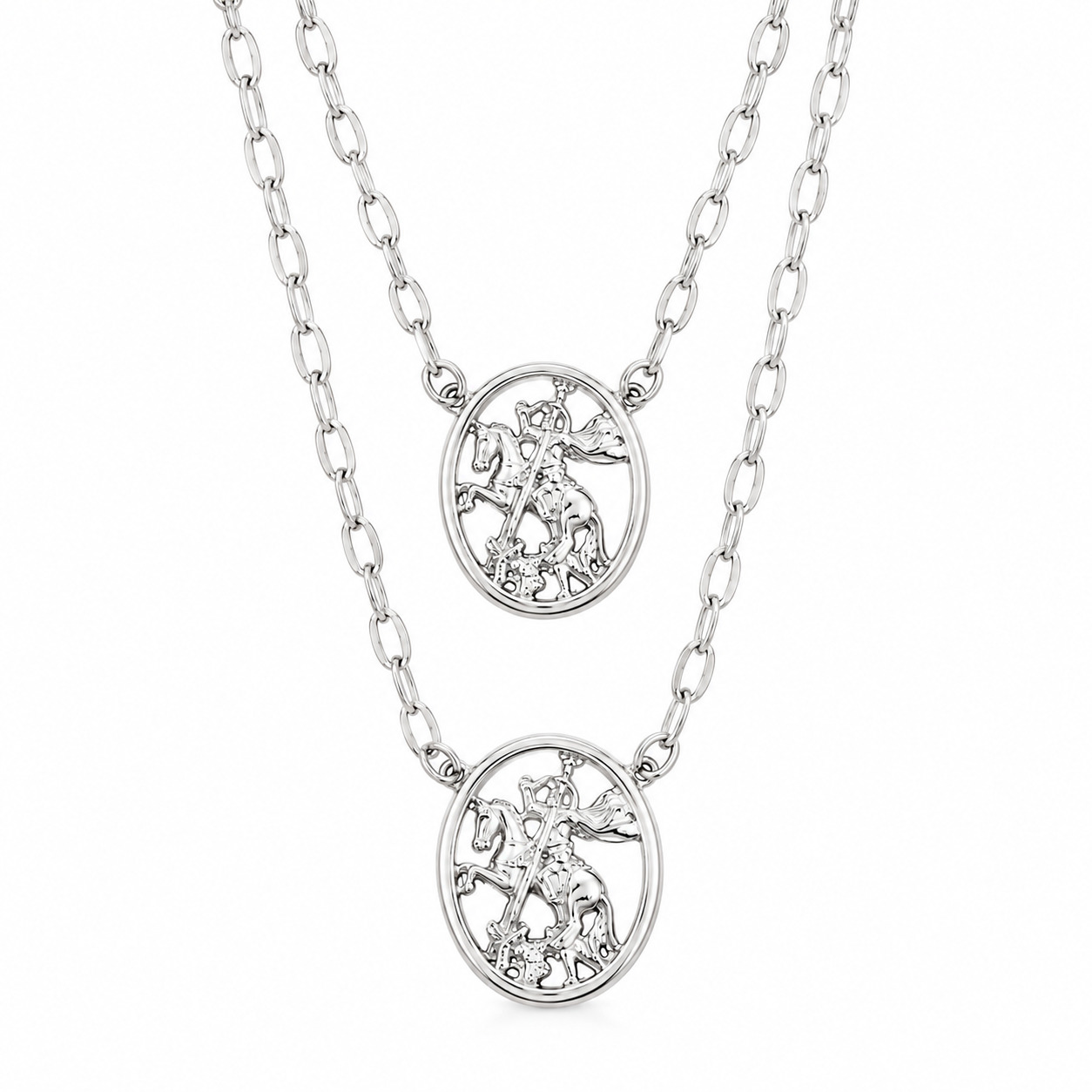 Escapulário São Jorge com Corrente Elos Diamantados em Prata 925 – 70 cm (4)