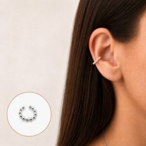 Piercing Fake de Prata 925 com Bolinhas Lisas — Sem Furo