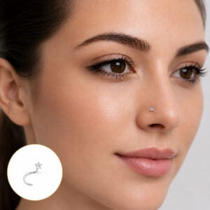 Piercing Nostril Pino Zircônia Estrela 2 mm Prata 925