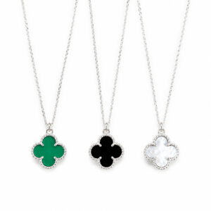 Colar Trevo Colorido em Prata 925 – Verde, Preto ou Branco