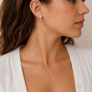 Conjunto Lua Crescente em Prata 925 – Colar e Brincos