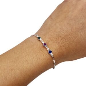 Pulseira Infantil em Elos Corações Coloridos