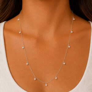 Colar Elos com Pérolas em Prata 925