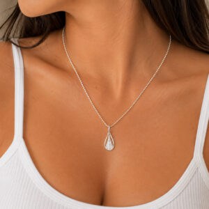 Colar Nossa Senhora Aparecida com Corrente de Bolinhas Diamantadas em Prata 925