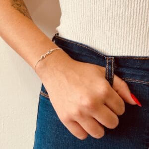 Pulseira Elos Infantil 2 Zircônias Redondas Lilás