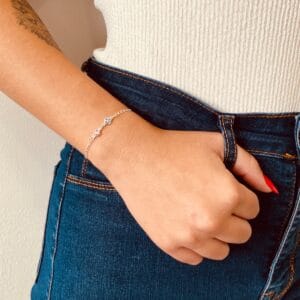 Pulseira Infantil Trevos Zircônias Azul e Rosa