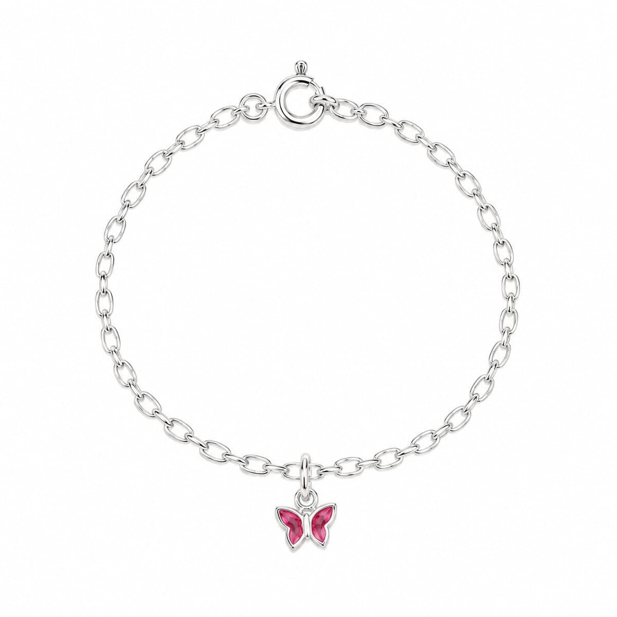 Pulseira Infantil Borboleta Rosa em Prata 925 – 14,5 cm (2)