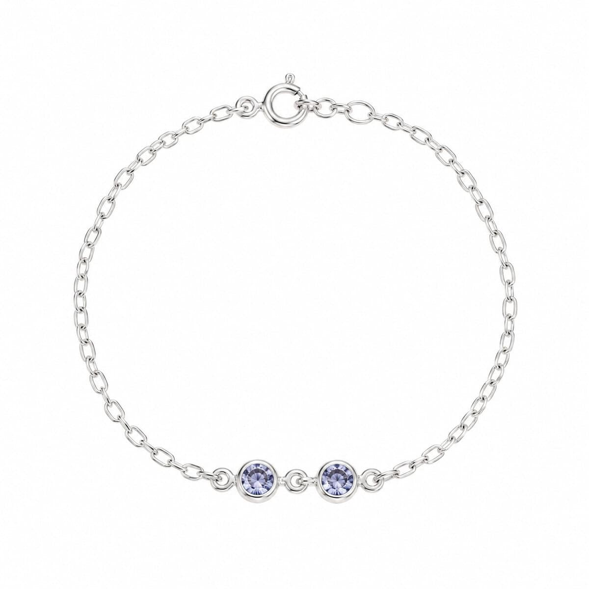 Pulseira Infantil com 2 Zircônias Lilás em Prata 925 – 15 cm (1)