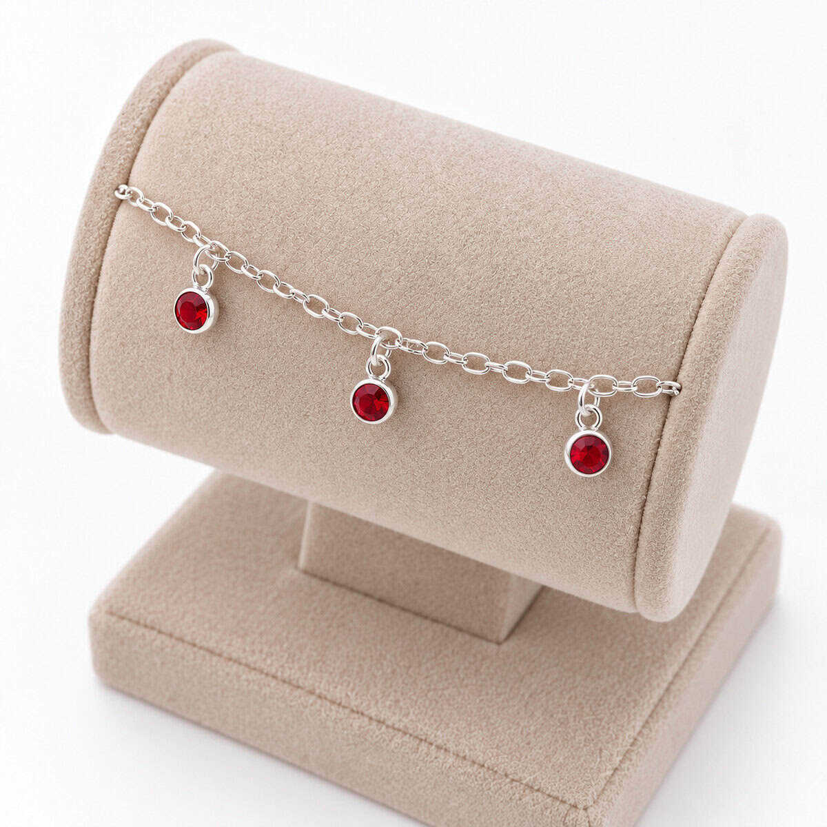 Pulseira Infantil com 3 Zircônias Vermelhas em Prata 925 – 14,5 cm (1)