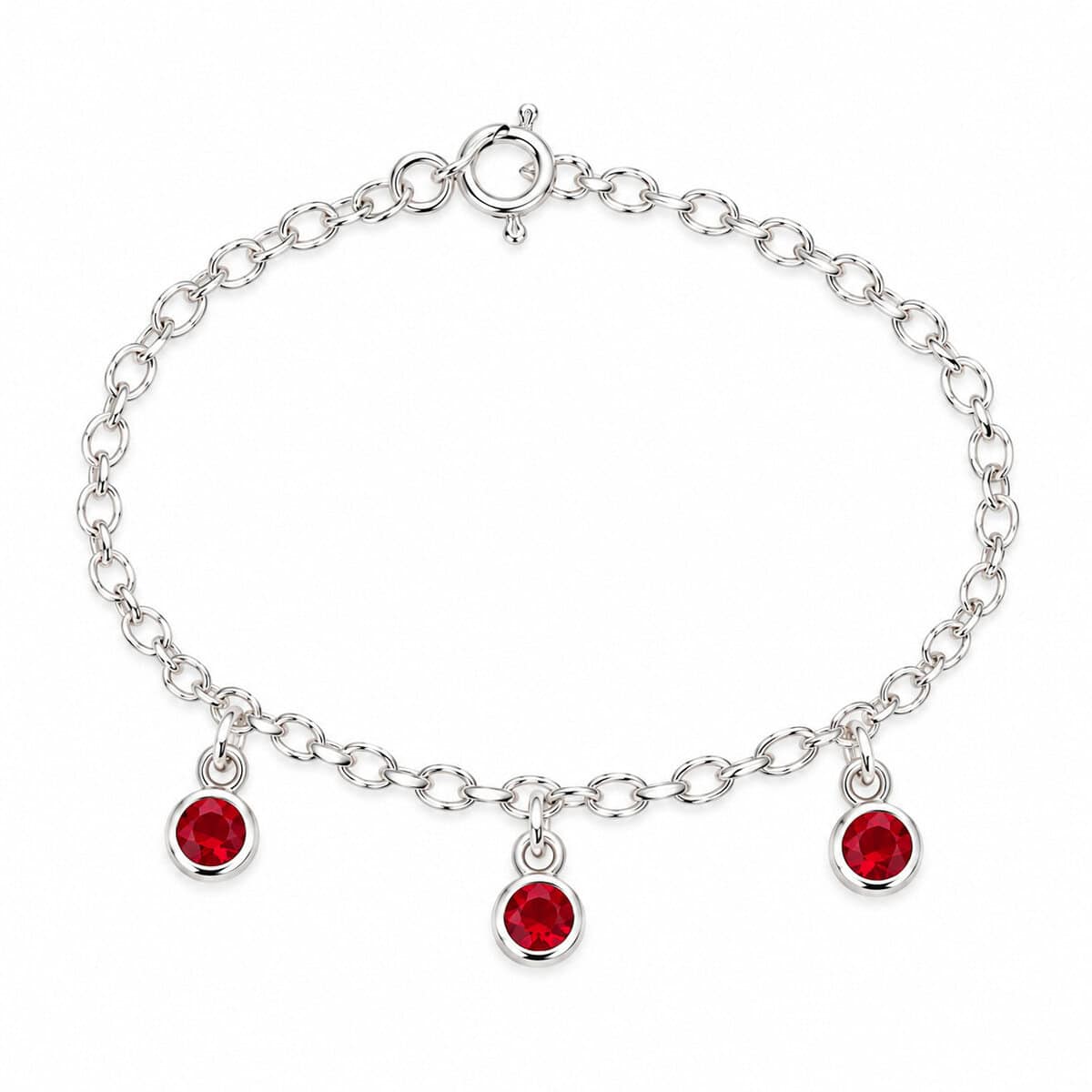 Pulseira Infantil com 3 Zircônias Vermelhas em Prata 925 – 14,5 cm (2)