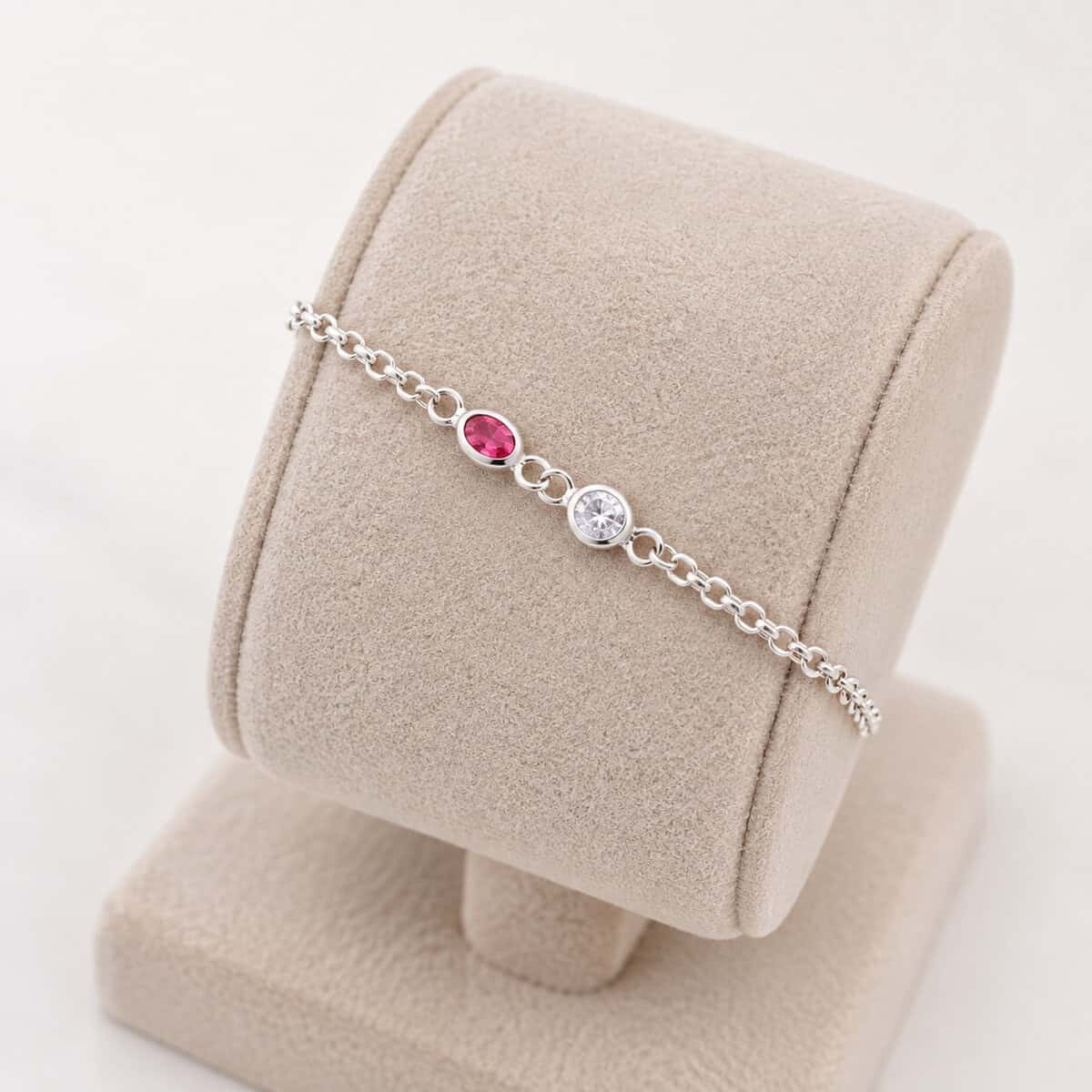 Pulseira Infantil com Duas Zircônias Rosa e Cristal em Prata 925 – 14 cm (1)