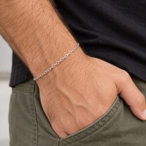 Pulseira Masculina Cadeado Mini 2 mm em Prata 925 – 19,5 cm